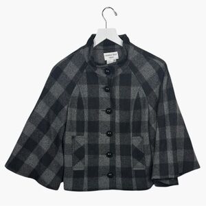 CHARLES GRAY LONDON Wool Checkered Vintage Flare Sleeve Coat W2102 Sz S